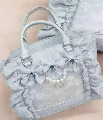 트위드 프릴 이타백 스카이블루