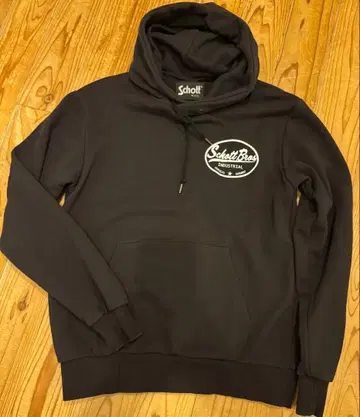 Schott 블랙 후드 부착 후드티 M