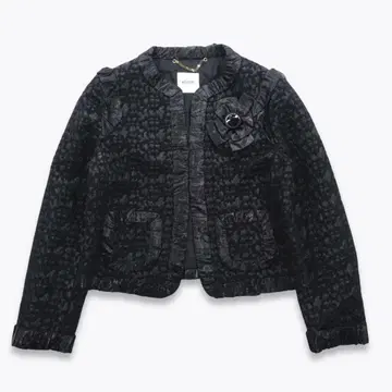 MOSCHINO 모스키노 노카라 자켓 블랙 꽃 코사지