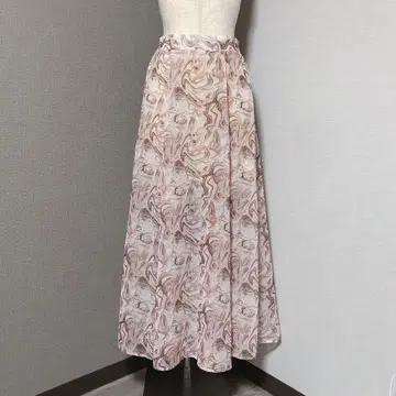 리젝시 마블 쉬폰 롱 플레어 스커트