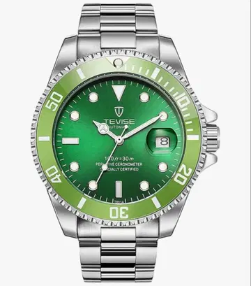 미사용 새상품 자동 와인딩 다이버즈 손목시계 그린 남성용 42mm 방수