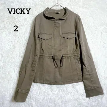 비키 밀리터리 자켓 브라운 허리 드로스트 면 린넨 [ 2 ]