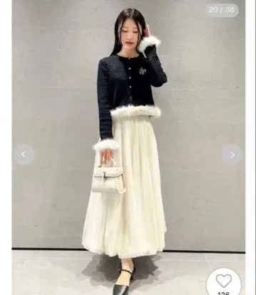 CELFORD 케이블 니트 퍼 가디건 BLK F