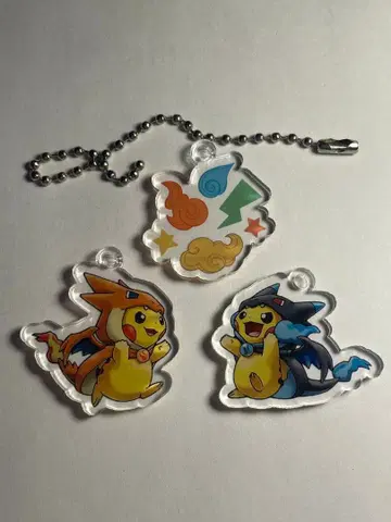 메가 리자몽 X Y 판초를 입은 피카츄 아크릴 키링