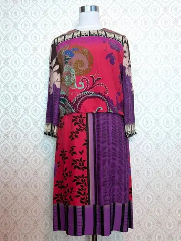 ETRO 에트로 페이즐리 무늬 원피스 퍼플 x 핑크 계열