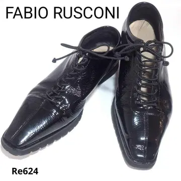 파비오 루스코니 에나멜 패턴트 레더 포인티드 레이스업