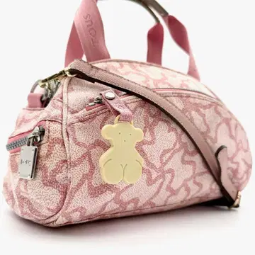 TOUS 핸드백 미니 보스턴 2way 올 패턴 로고 참 사선 크로스백