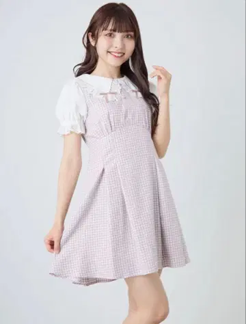 ankrouge 앙크루즈 사다리 리본 체크 원피스