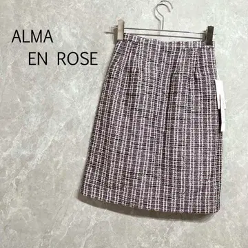 a0068 [ 알마엔로즈 ] 무릎 기장 스커트 32 핑크 체크 무늬