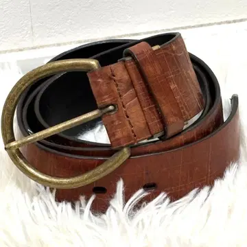 빈티지 GERGES RECH PARIS 올 패턴 가죽 벨트 브라운