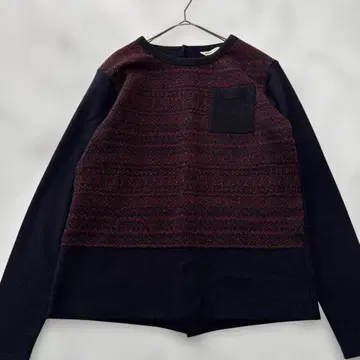 그랑마 마마 도터 울 혼방 배색 컬러 블록 니트 스웨터