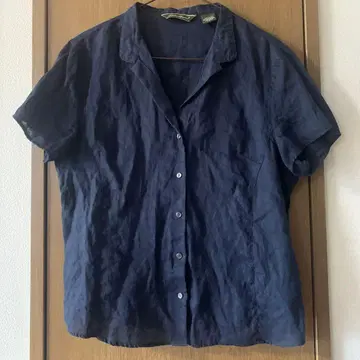 인기 vintage 에디 바우어 린넨 오픈 카라 셔츠 fudge 네이비