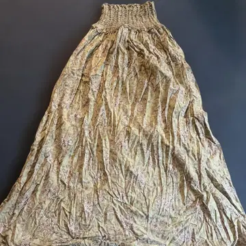 아메리칸 러그 플라워 프린트 셔링 허리 롱 스커트