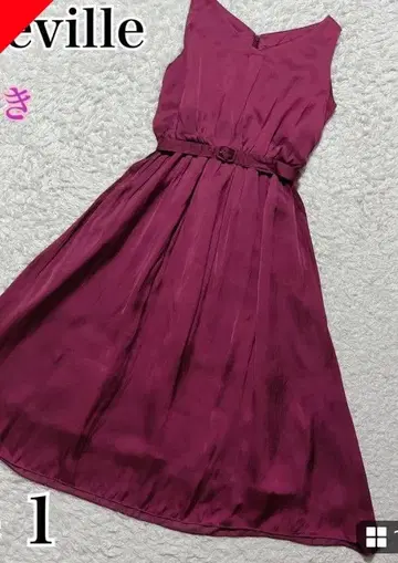 새상품 알아바일 슬리브리스 개더 원피스 플레어 벨트 포함 보르도