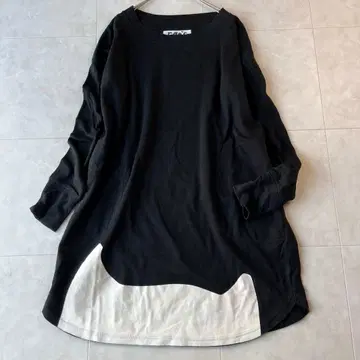 명작 츠모리치사토 고양이 밑단 절개 오버 사이즈 튜닉 블랙 2