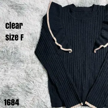 clear 클리어 블랙 프릴 니트 스웨터 사이즈 F 1684