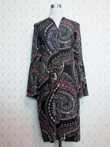 ETRO 에트로 페이즐리 무늬 원피스 블랙 x 컬러풀