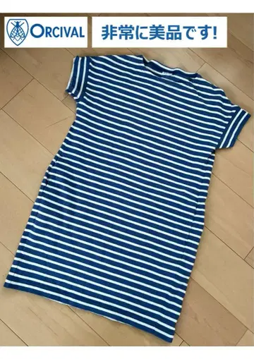[ 새상품급 ] ORCIVAL/오르치발 스트라이프 반팔 튜닉 도톰한 원단