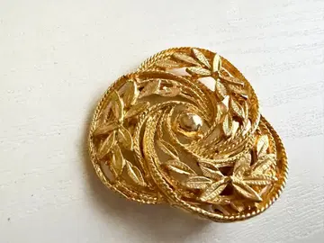 골동품 시스루 골드 리프 잎 스카프 클립 vintage 스카프 고정구