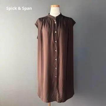 [새상품급] 스픽 앤 스팬 밴드 카라 개더 셔츠 원피스 트로미