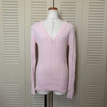 해외 걸 타미힐피거 스웨터 v넥 핑크 brandy 홀리스터