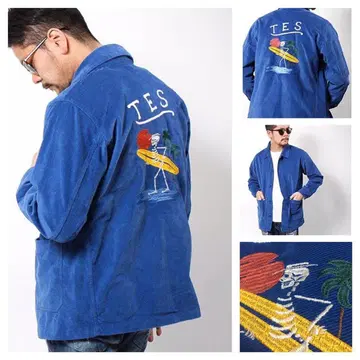 TES 엔드리스 써머 코듀로이 스컬 커버올 자켓 블루