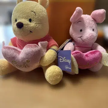푸우 피글렛 봉제 인형 세트 하트 캐치