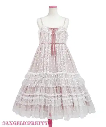 Angelic Pretty 핑크 Fairy Tulle 오버롤 스커트