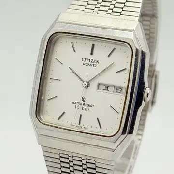 [ 새상품 배터리 ] 시티즌 남성용 시계 데이데이트 실버 스퀘어 빈티지