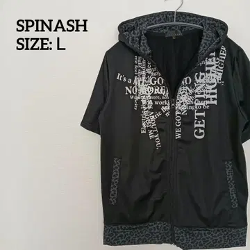 SPINASH 블랙 그래픽 후드티 L 사이즈