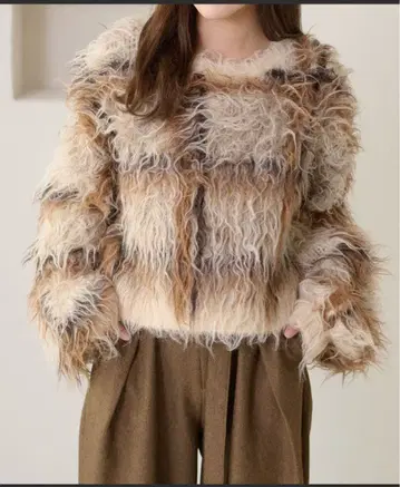 [ apres jour clair ] 체크 샤기 니트