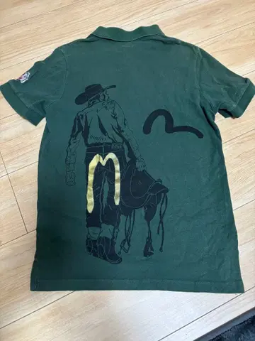 EVISU 에비수 다크 그린 피케 셔츠 M 빈티지 구제 의류 자수