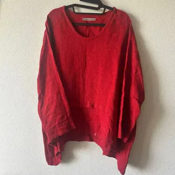 빈티지 빨간색 린넨 상의 마 FLAX 독일 구제 의류