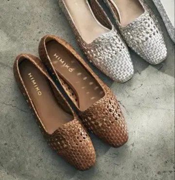 HIMIKO 브라운 메쉬 디자인 플랫슈즈