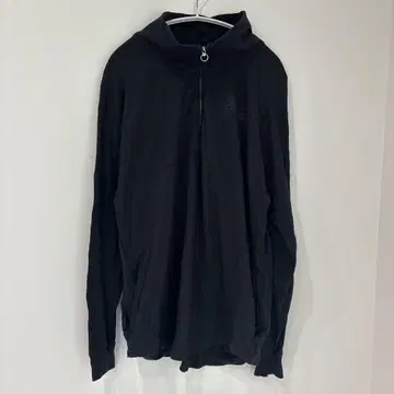 빅토리아시크릿 PINK 하프 지퍼 롱 티셔츠 블랙 얇은 소재 [ XL ]