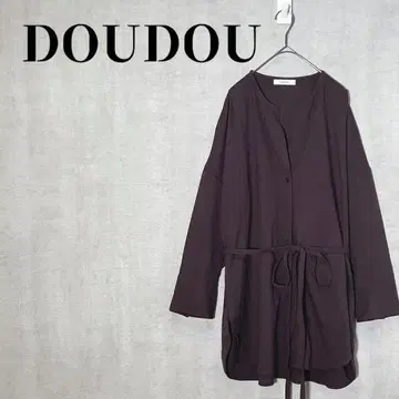 DOUDOU V넥 셔츠 원피스 허리 리본 레이온 혼방 F 브라운