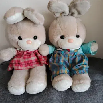 토끼 봉제 인형 2개 세트 리틀 하우스 쇼와 레트로