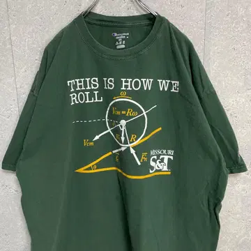 챔피온 미주리 대학 물리학 수식 프린트 그린 T셔츠 2XL