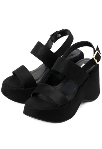 R&E REZOY W 스트랩 통굽 웨지솔 샌들 블랙 L 새상품