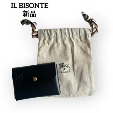 IL BISONTE 카드 케이스 명함지갑 블랙 가죽