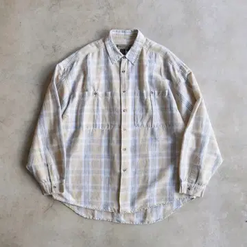 90s PROTEST 디자인 포켓 린넨 체크 셔츠 빈티지