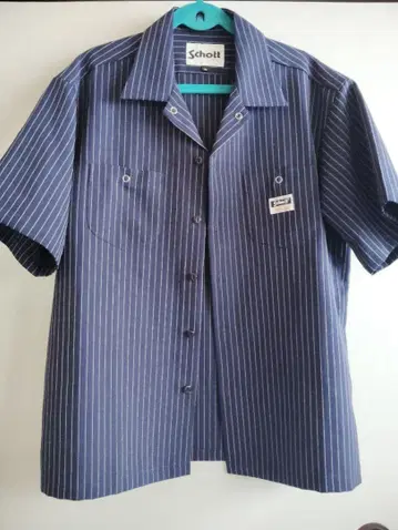 Schott 샷 네이비 스트라이프 워크 셔츠 할리 미국
