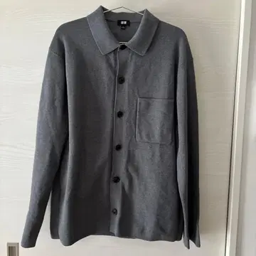 [유니클로] 밀라노 리브 셔츠 가디건 그레이 L