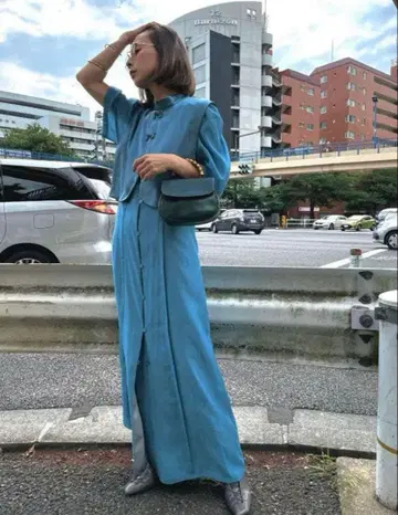 Ameri 아메리빈티지 차이나 베스트 세트 시어 드레스 M e