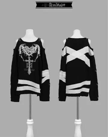 DimMoire 십자가 거즈 상의/Black