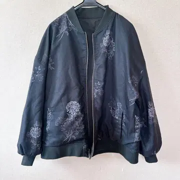 남성용 Nilway 꽃무늬 프린트 블랙 리버서블 자켓 MA-1