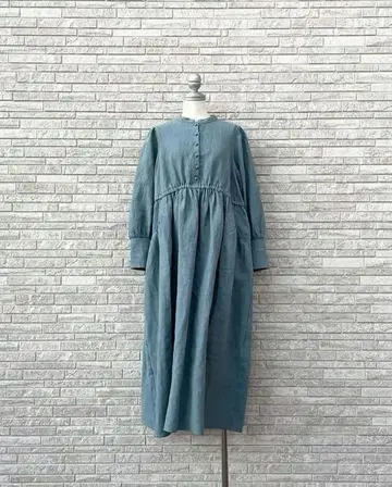 타치카와 한정판 스탠드넥 허리 개더 원피스