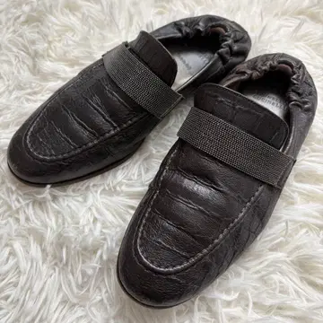 고품질 브루넬로쿠치넬리 가죽 로우힐 여성용 신발 36 브라운