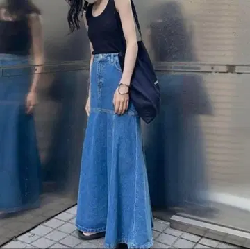 ZARA 데님 플레어 스커트