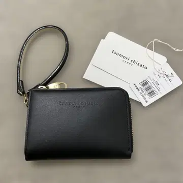 츠모리치사토 칼리 지갑 패스케이스 동전 지갑 가죽 블랙